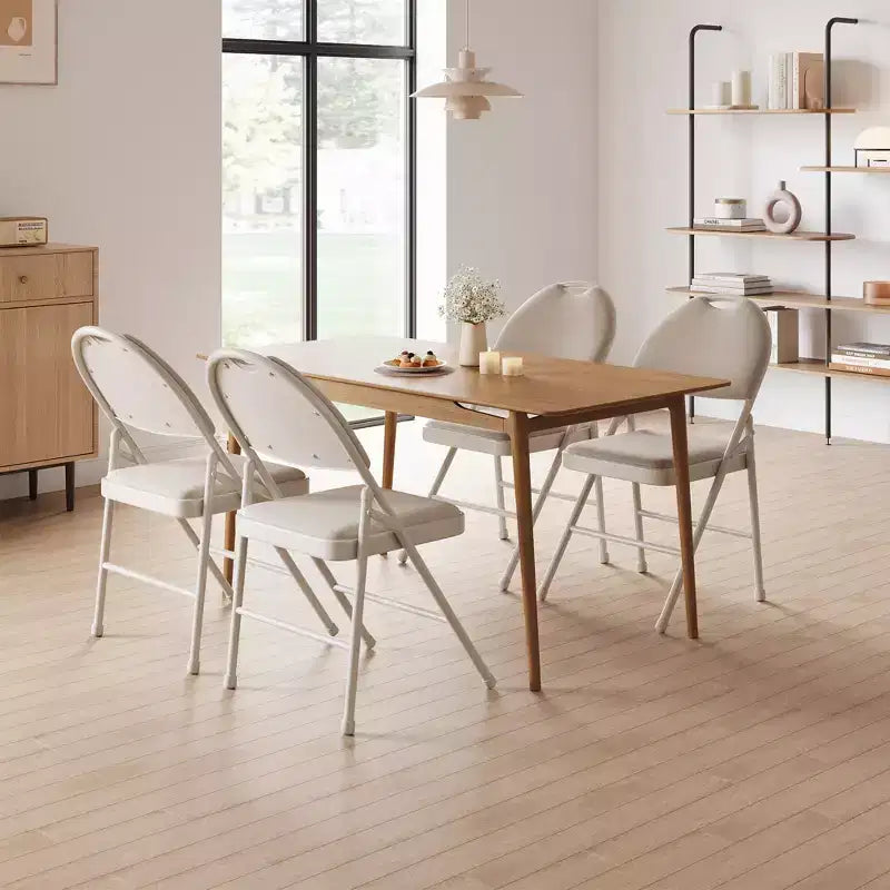 4 Pack Black Folding Chairs,Folding Chairs Set of 4 with Padded Seats, Cotton Linen Fabric Foldable Dining Chairs for Guests Kitchen Office