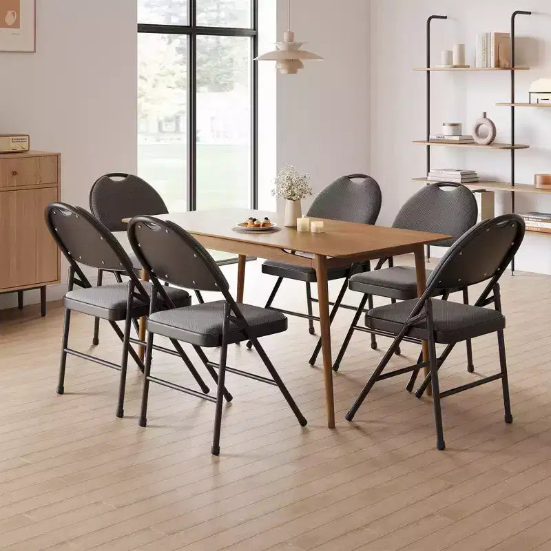 4 Pack Black Folding Chairs,Folding Chairs Set of 4 with Padded Seats, Cotton Linen Fabric Foldable Dining Chairs for Guests Kitchen Office