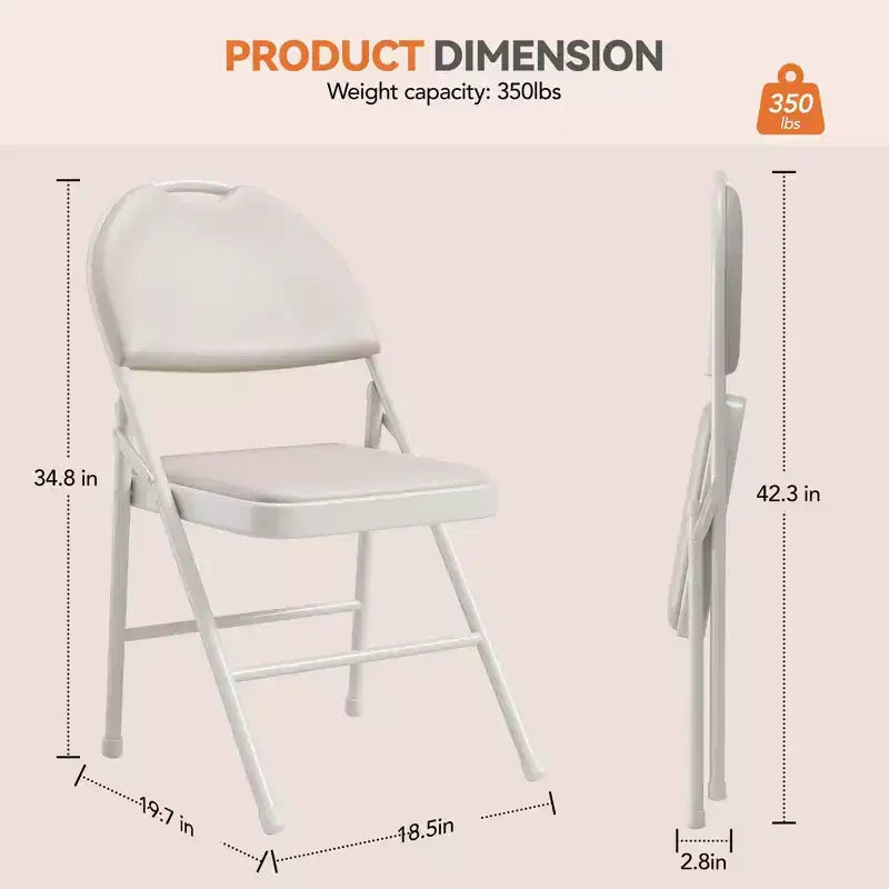 4 Pack Black Folding Chairs,Folding Chairs Set of 4 with Padded Seats, Cotton Linen Fabric Foldable Dining Chairs for Guests Kitchen Office
