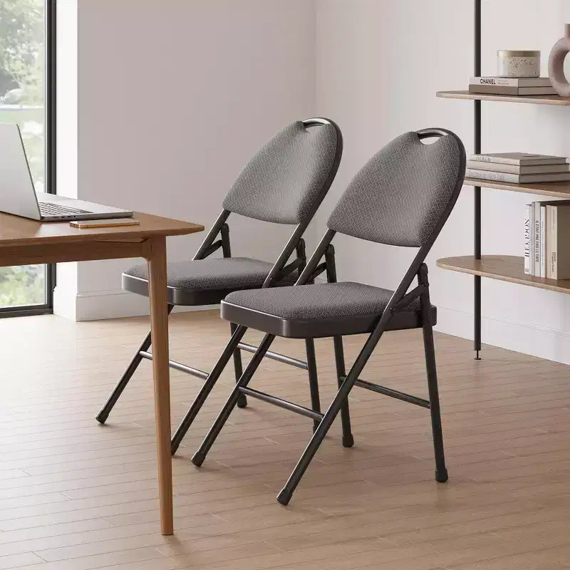 4 Pack Black Folding Chairs,Folding Chairs Set of 4 with Padded Seats, Cotton Linen Fabric Foldable Dining Chairs for Guests Kitchen Office