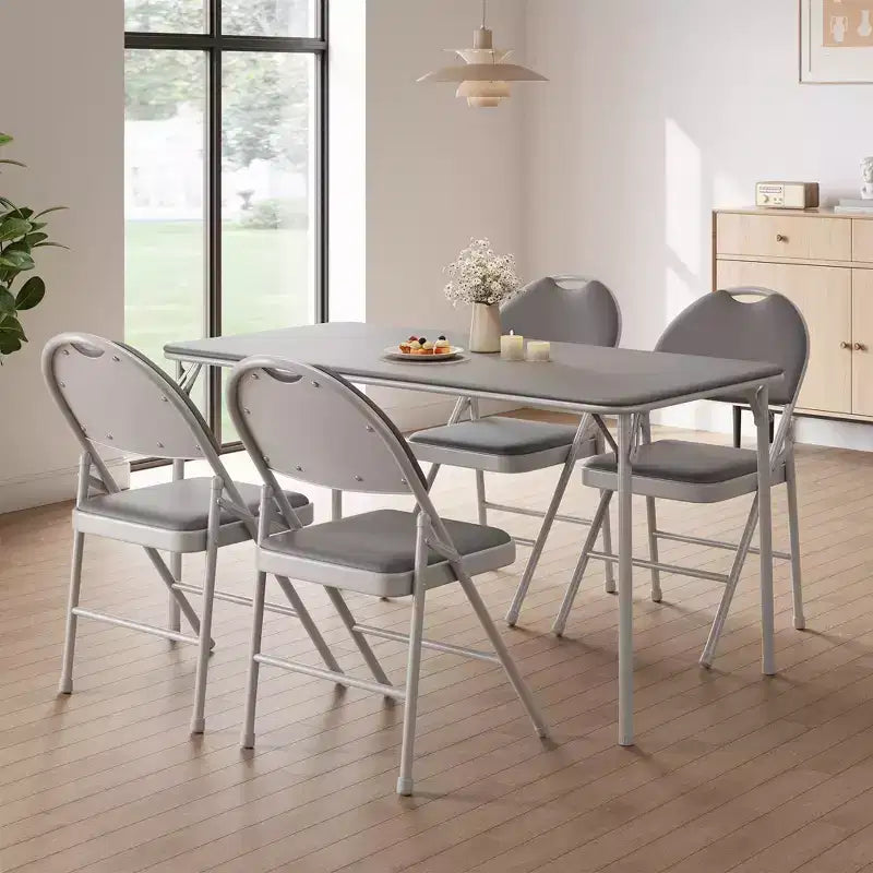 4 Pack Black Folding Chairs,Folding Chairs Set of 4 with Padded Seats, Cotton Linen Fabric Foldable Dining Chairs for Guests Kitchen Office