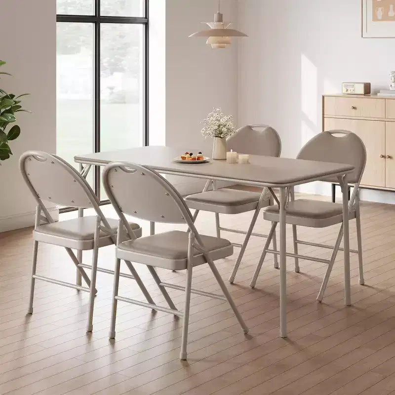 4 Pack Black Folding Chairs,Folding Chairs Set of 4 with Padded Seats, Cotton Linen Fabric Foldable Dining Chairs for Guests Kitchen Office