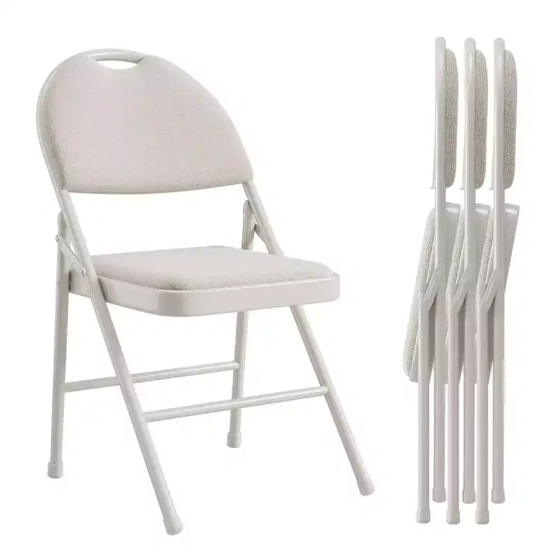 4 Pack Black Folding Chairs,Folding Chairs Set of 4 with Padded Seats, Cotton Linen Fabric Foldable Dining Chairs for Guests Kitchen Office