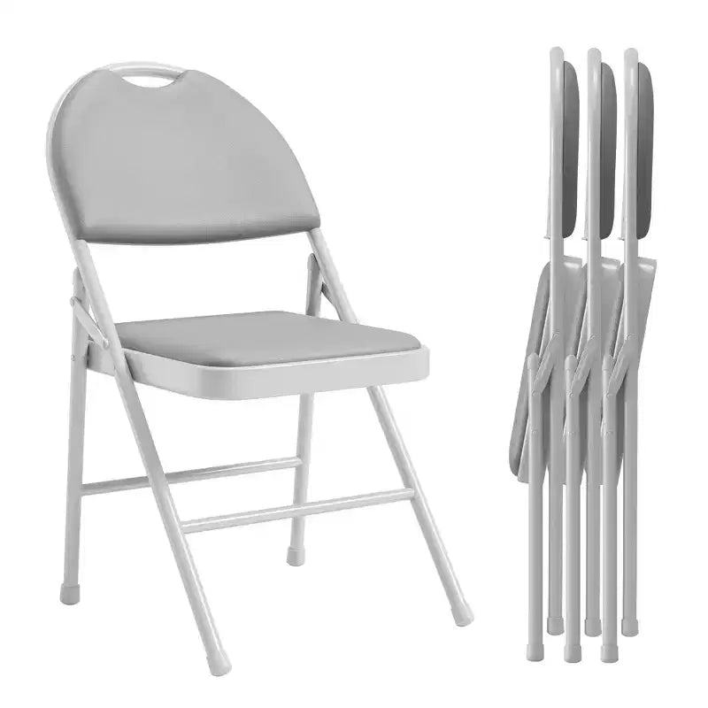 4 Pack Black Folding Chairs,Folding Chairs Set of 4 with Padded Seats, Cotton Linen Fabric Foldable Dining Chairs for Guests Kitchen Office