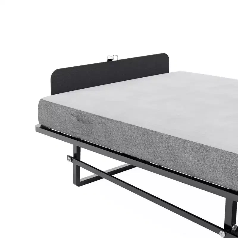 Bellemave Metal Folding Bed Frame with Foam Mattress of Pockets, Easy Storage and Movable with 4 Castors