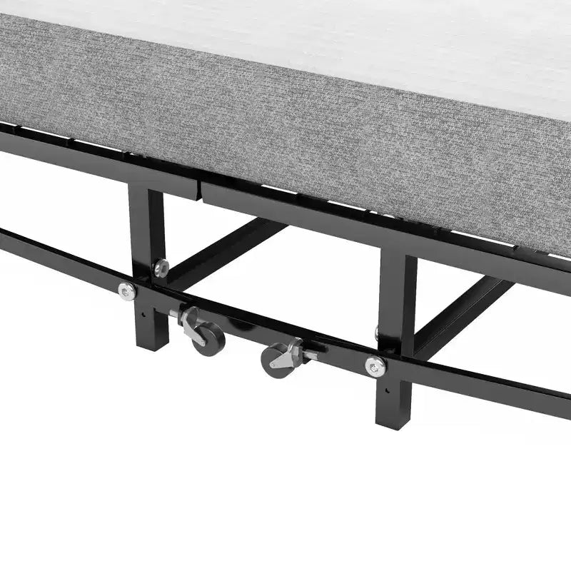 Bellemave Metal Folding Bed Frame with Foam Mattress of Pockets, Easy Storage and Movable with 4 Castors