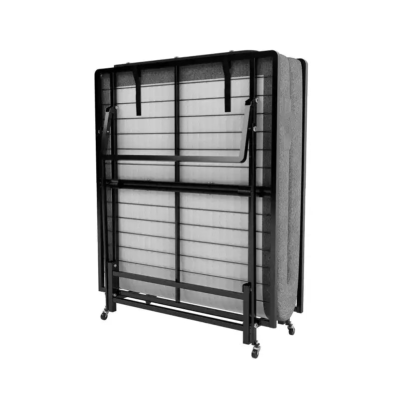 Bellemave Metal Folding Bed Frame with Foam Mattress of Pockets, Easy Storage and Movable with 4 Castors
