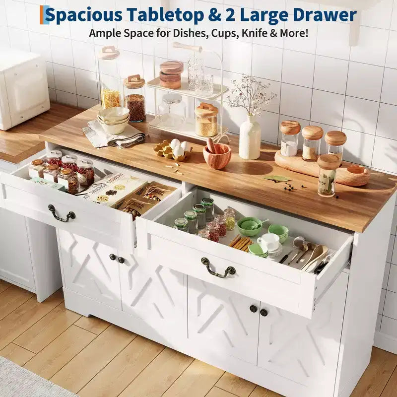 Kitchen Storage Buffet Sideboard, Large Kitchen Storage Cabinet, Dining Room Coffee Bar Organizer,