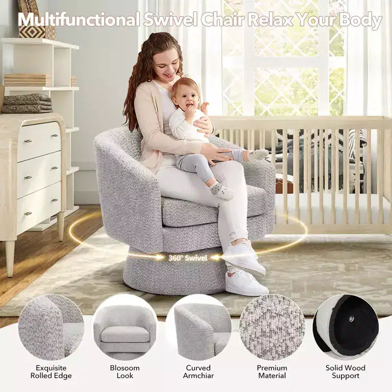 COZONY 28 Velvet Swivel Accent Chair with Ottoman, 360 Rotation, Ergonomic Support, Modern Round Armchair for Living Room, Bedroom