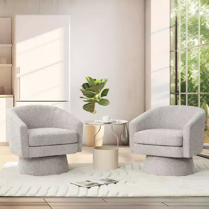 COZONY 28 Velvet Swivel Accent Chair with Ottoman, 360 Rotation, Ergonomic Support, Modern Round Armchair for Living Room, Bedroom