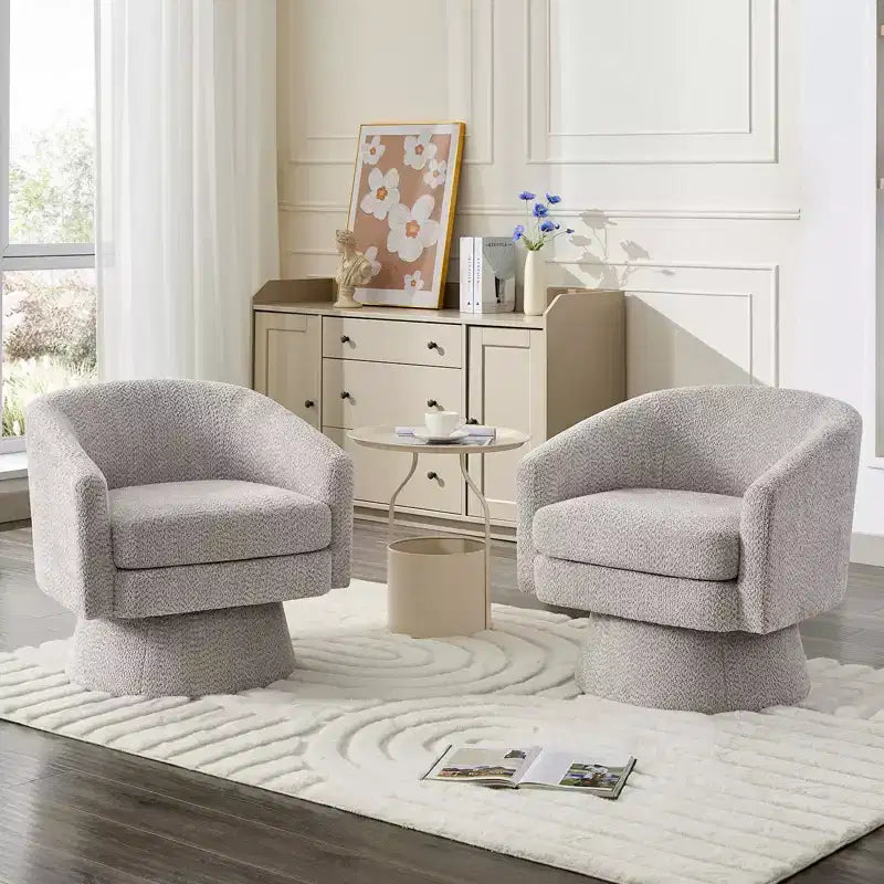COZONY 28 Velvet Swivel Accent Chair with Ottoman, 360 Rotation, Ergonomic Support, Modern Round Armchair for Living Room, Bedroom