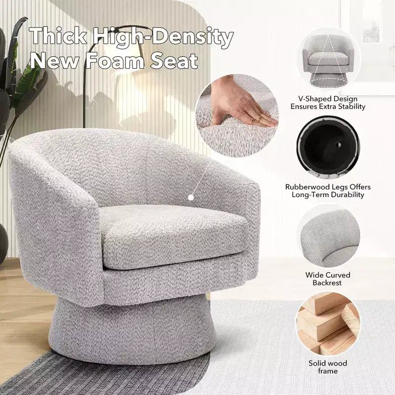 COZONY 28 Velvet Swivel Accent Chair with Ottoman, 360 Rotation, Ergonomic Support, Modern Round Armchair for Living Room, Bedroom