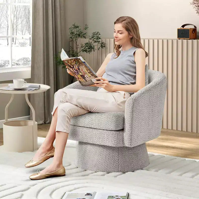 COZONY 28 Velvet Swivel Accent Chair with Ottoman, 360 Rotation, Ergonomic Support, Modern Round Armchair for Living Room, Bedroom