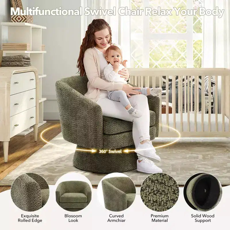 COZONY 28 Velvet Swivel Accent Chair with Ottoman, 360 Rotation, Ergonomic Support, Modern Round Armchair for Living Room, Bedroom