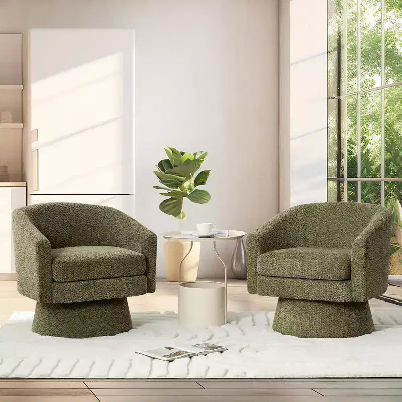 COZONY 28 Velvet Swivel Accent Chair with Ottoman, 360 Rotation, Ergonomic Support, Modern Round Armchair for Living Room, Bedroom