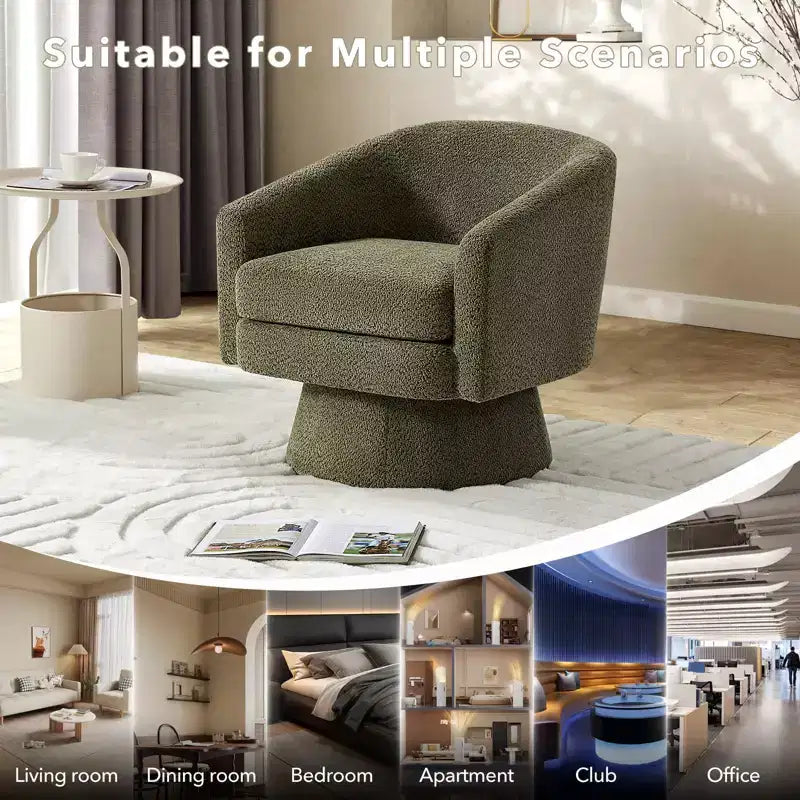 COZONY 28 Velvet Swivel Accent Chair with Ottoman, 360 Rotation, Ergonomic Support, Modern Round Armchair for Living Room, Bedroom