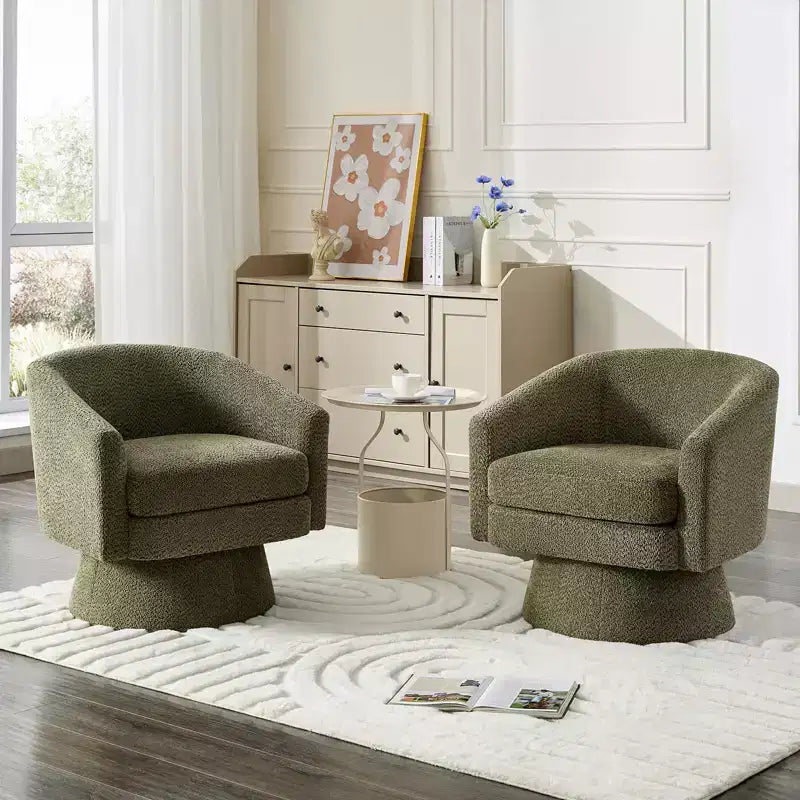 COZONY 28 Velvet Swivel Accent Chair with Ottoman, 360 Rotation, Ergonomic Support, Modern Round Armchair for Living Room, Bedroom