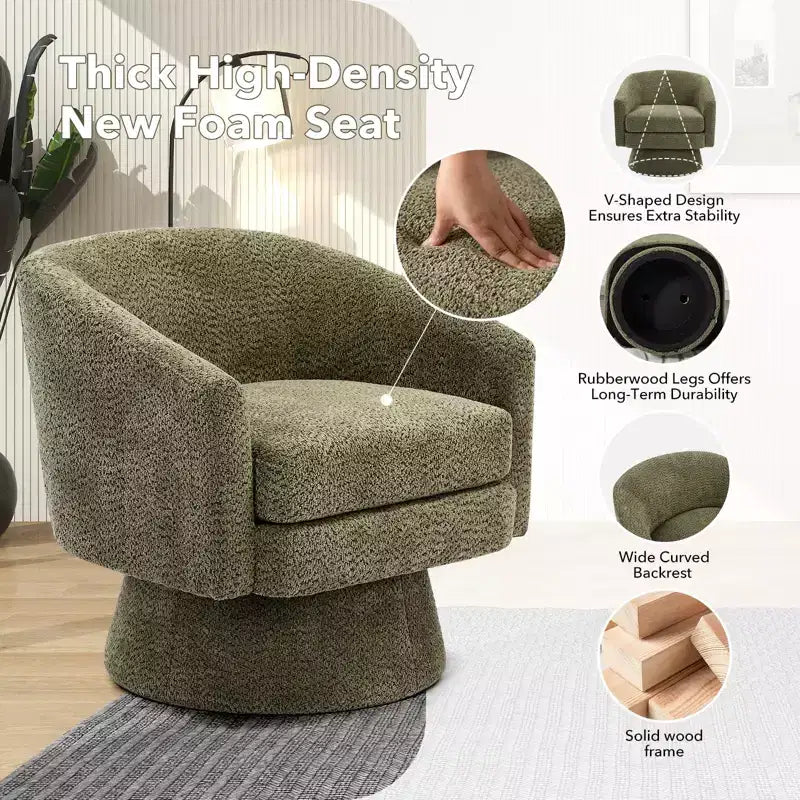 COZONY 28 Velvet Swivel Accent Chair with Ottoman, 360 Rotation, Ergonomic Support, Modern Round Armchair for Living Room, Bedroom