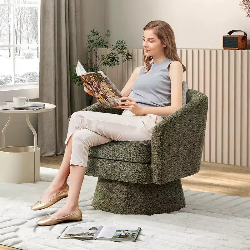 COZONY 28 Velvet Swivel Accent Chair with Ottoman, 360 Rotation, Ergonomic Support, Modern Round Armchair for Living Room, Bedroom