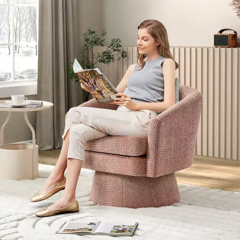 COZONY 28 Velvet Swivel Accent Chair with Ottoman, 360 Rotation, Ergonomic Support, Modern Round Armchair for Living Room, Bedroom