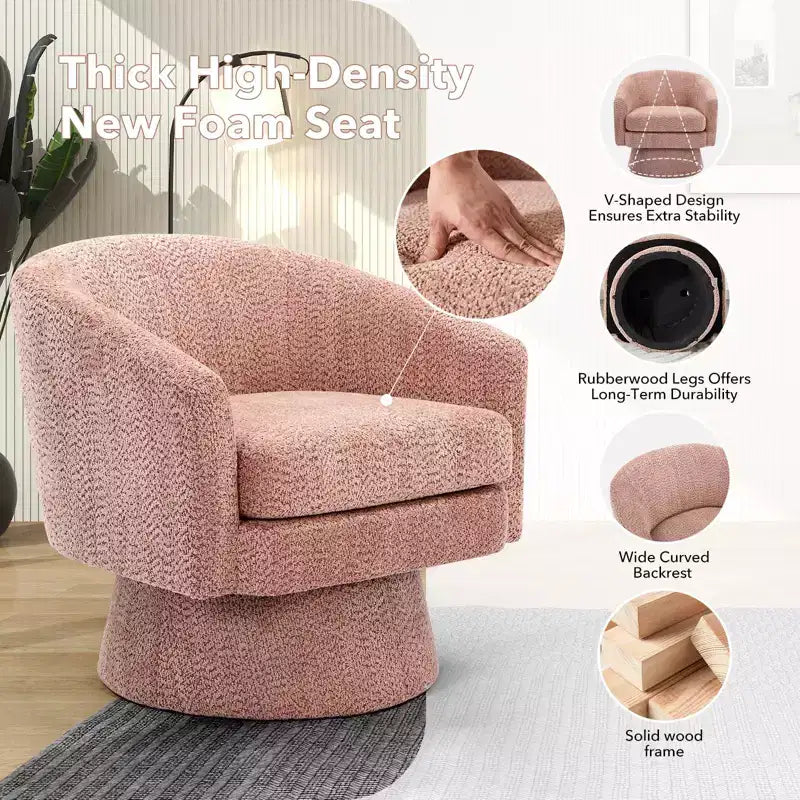 COZONY 28 Velvet Swivel Accent Chair with Ottoman, 360 Rotation, Ergonomic Support, Modern Round Armchair for Living Room, Bedroom