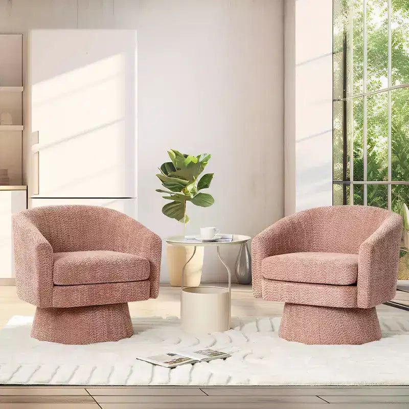 COZONY 28 Velvet Swivel Accent Chair with Ottoman, 360 Rotation, Ergonomic Support, Modern Round Armchair for Living Room, Bedroom