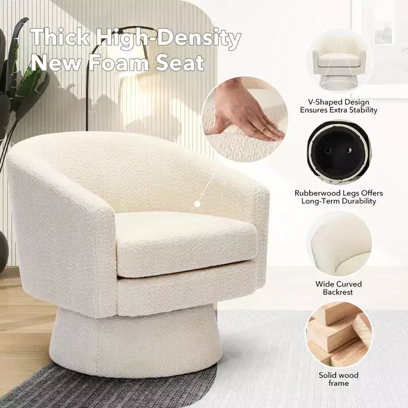 COZONY 28 Velvet Swivel Accent Chair with Ottoman, 360 Rotation, Ergonomic Support, Modern Round Armchair for Living Room, Bedroom