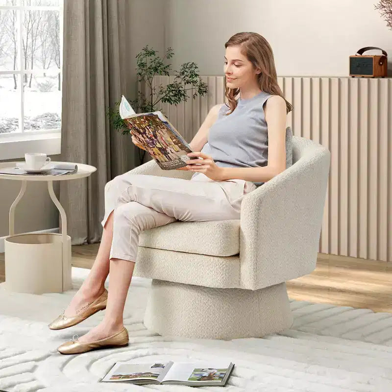 COZONY 28 Velvet Swivel Accent Chair with Ottoman, 360 Rotation, Ergonomic Support, Modern Round Armchair for Living Room, Bedroom
