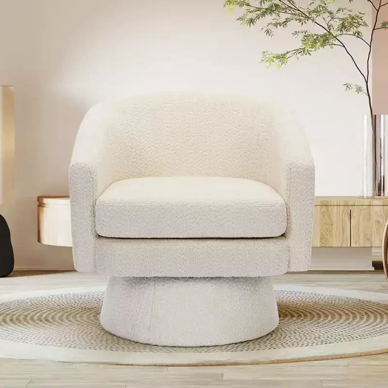 COZONY 28 Velvet Swivel Accent Chair with Ottoman, 360 Rotation, Ergonomic Support, Modern Round Armchair for Living Room, Bedroom