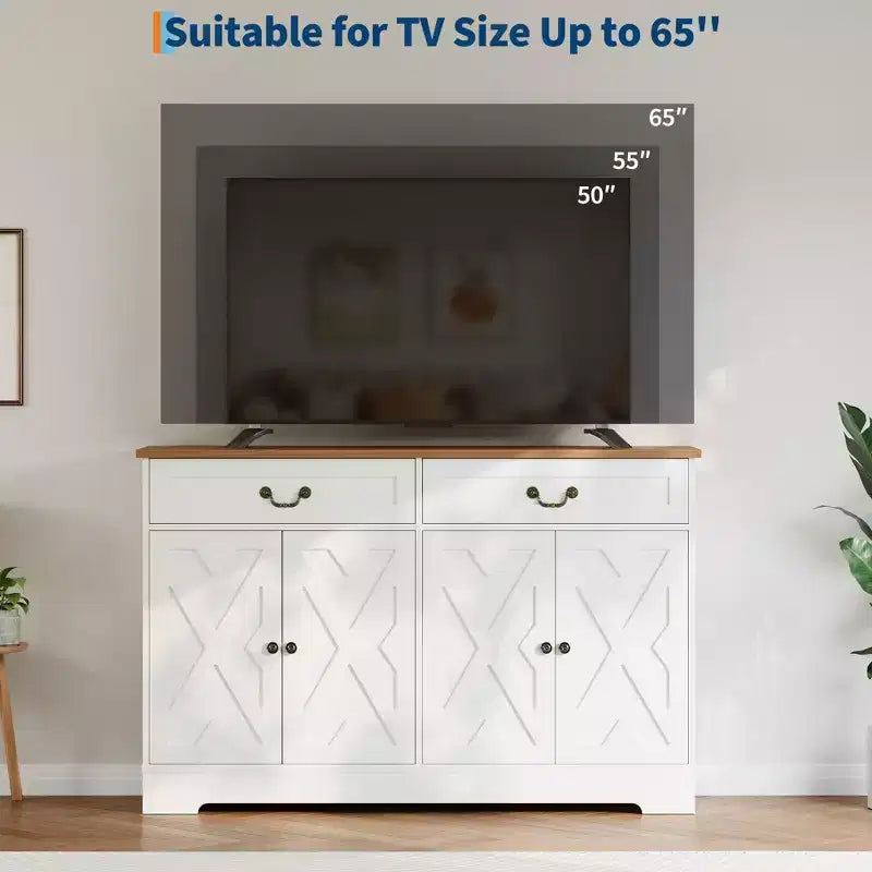 Farmhouse Coffee Bar Cabinet with 2 Doors & Drawer, Kitchen Storage Buffet Sideboard, Adjustable Shelf, 150 LB Capacity, Easy Assembly for Dining Room