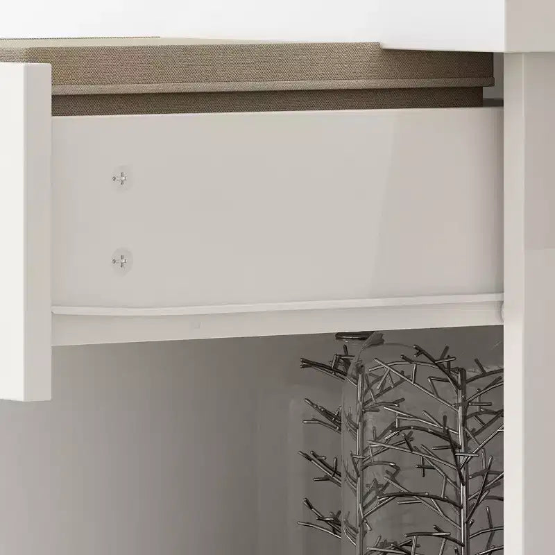 Famapy White Tall Display Cabinet & Storage Cabinet  Decorative Shelves + Drawer, Versatile for Home Spaces