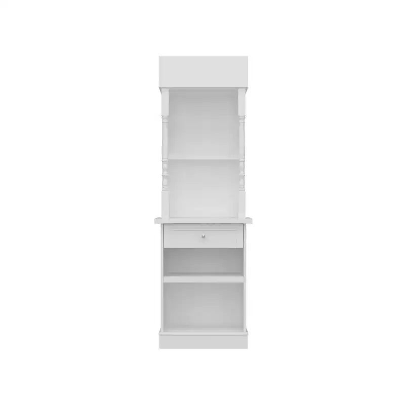 Famapy White Tall Display Cabinet & Storage Cabinet  Decorative Shelves + Drawer, Versatile for Home Spaces