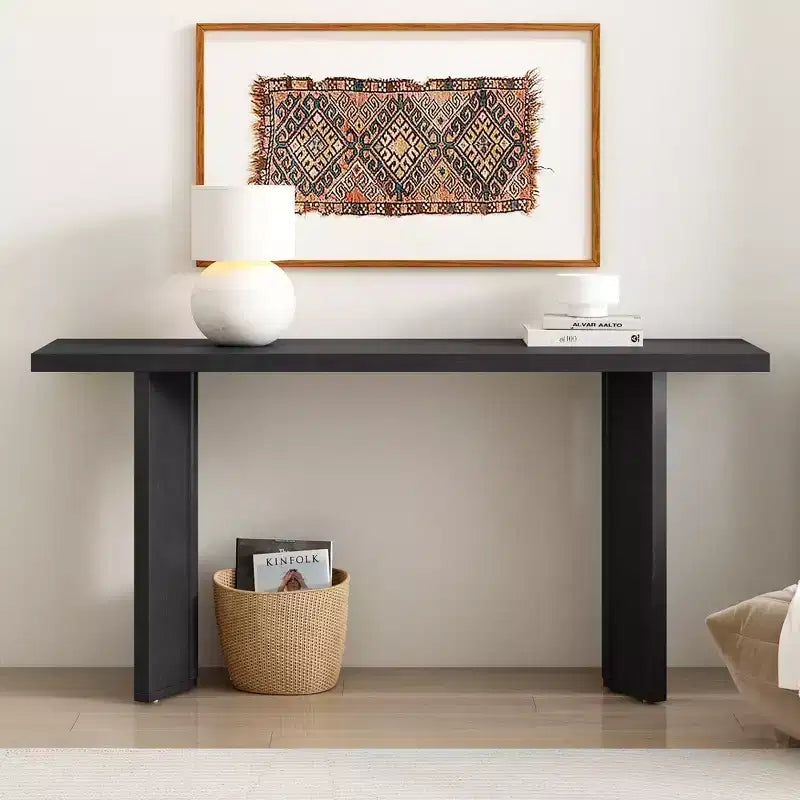 Minimalist Wood Console Table with Geometric Legs, Farmhouse Wood Entryway Table for Living Room and Entryway