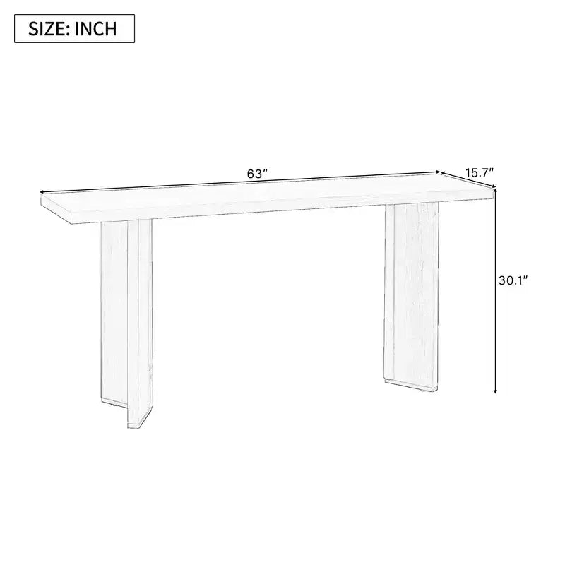 Minimalist Wood Console Table with Geometric Legs, Farmhouse Wood Entryway Table for Living Room and Entryway