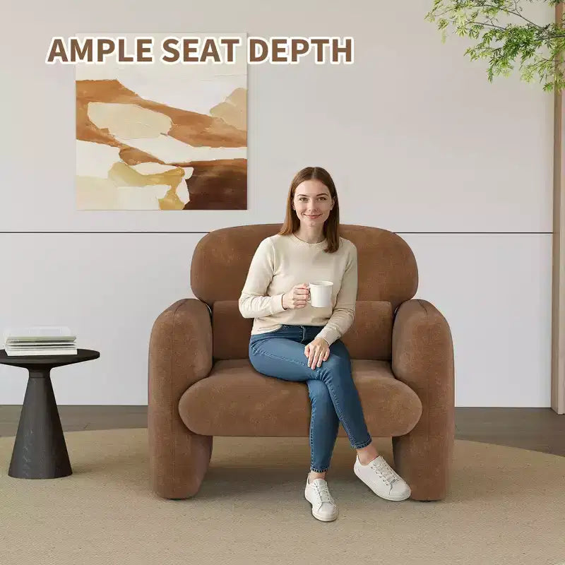 Modern Accent Chair, Wood Frame Sofa Chair, Comfortable Reading Armchair for Living Room, Bedroom, Apartment, Corner