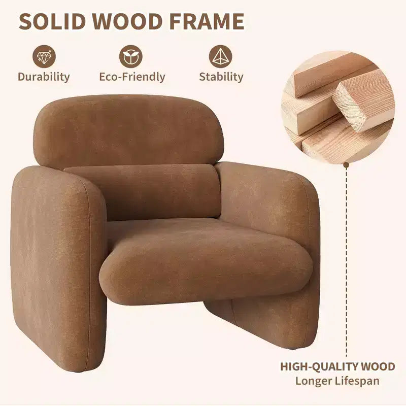 Modern Accent Chair, Wood Frame Sofa Chair, Comfortable Reading Armchair for Living Room, Bedroom, Apartment, Corner
