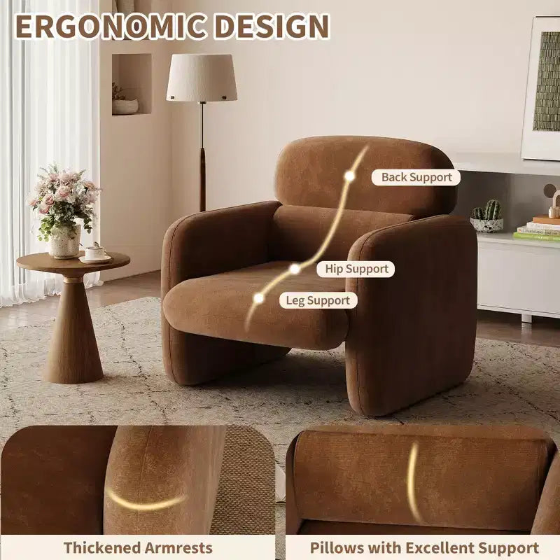 Modern Accent Chair, Wood Frame Sofa Chair, Comfortable Reading Armchair for Living Room, Bedroom, Apartment, Corner