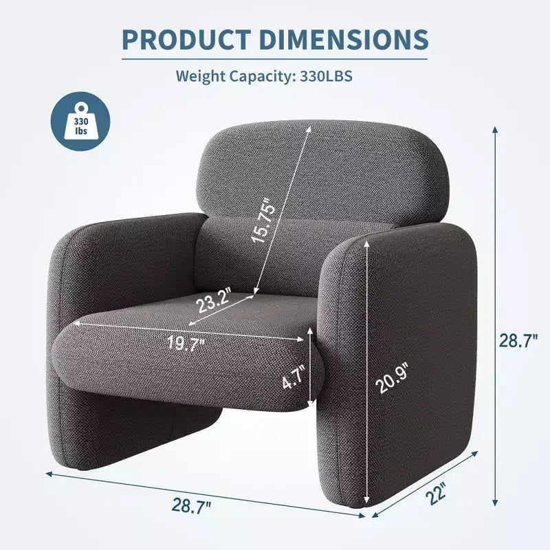 Modern Accent Chair, Wood Frame Sofa Chair, Comfortable Reading Armchair for Living Room, Bedroom, Apartment, Corner