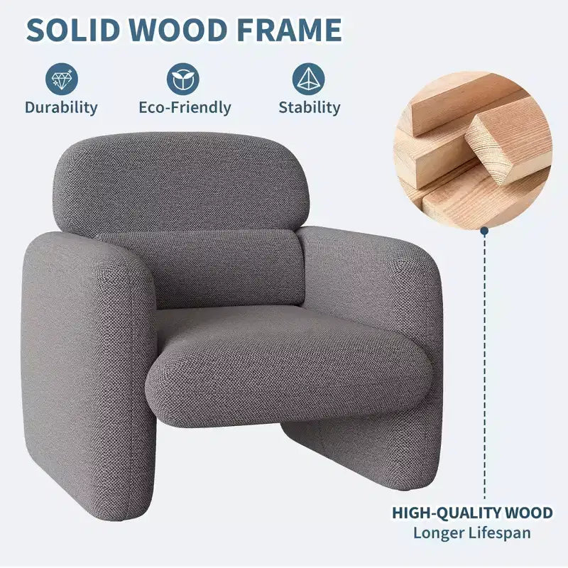 Modern Accent Chair, Wood Frame Sofa Chair, Comfortable Reading Armchair for Living Room, Bedroom, Apartment, Corner