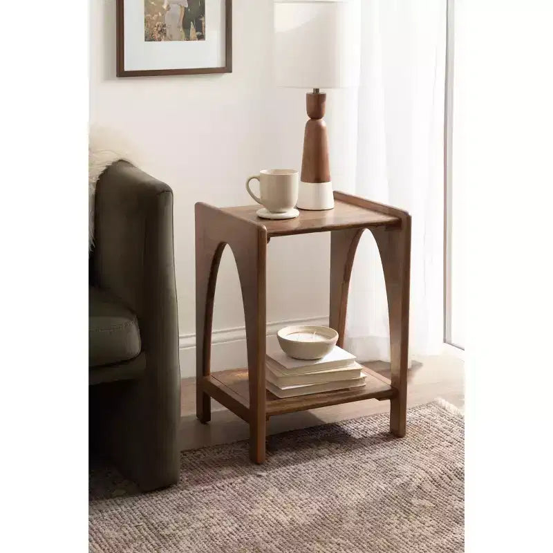 Kate and Laurel Aarstad Wood Side Table, 16x14x22, Walnut Brown
