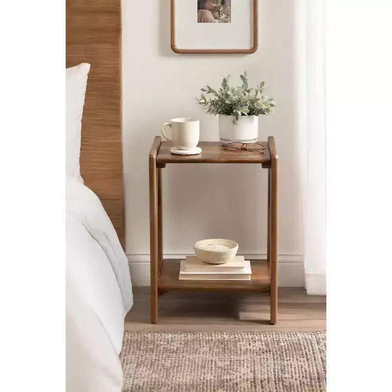 Kate and Laurel Aarstad Wood Side Table, 16x14x22, Walnut Brown