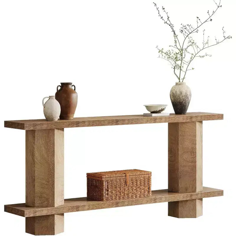 Lantine 71-Inch Long Console Table for Entryway, Wooden Sofa Table Behind Couch, for Living Room, Hallway, Foyer, Burlywood