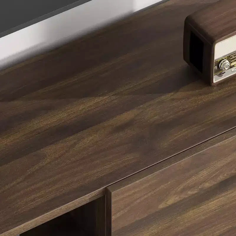 Industrial-style TV stand with two drawers, suitable for 80-inch TVs  wood media cabinet for living rooms