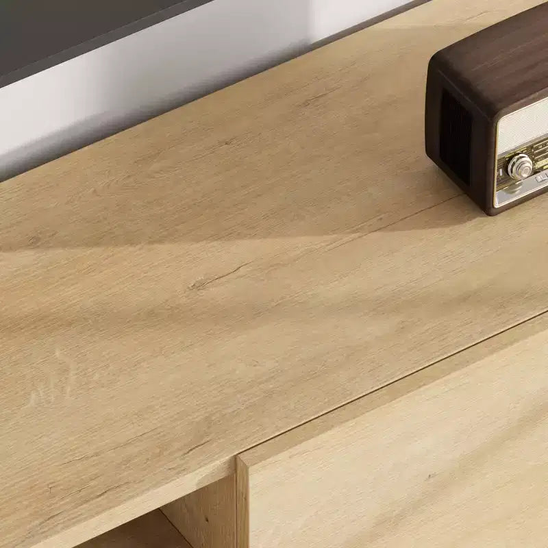 Industrial-style TV stand with two drawers, suitable for 80-inch TVs  wood media cabinet for living rooms