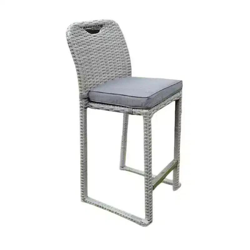 Royal Hampton Barstool Chair Set of 6, Thick Seat Cushion, Gray Wicker Frame