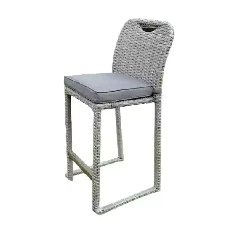 Royal Hampton Barstool Chair Set of 6, Thick Seat Cushion, Gray Wicker Frame