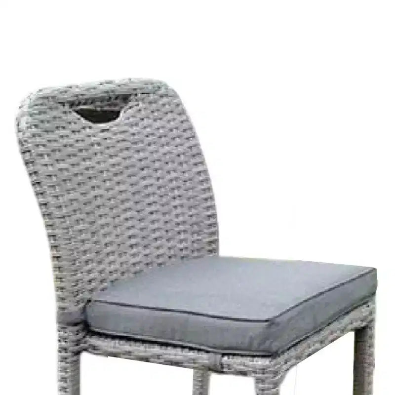 Royal Hampton Barstool Chair Set of 6, Thick Seat Cushion, Gray Wicker Frame