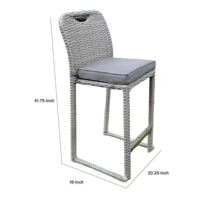 Royal Hampton Barstool Chair Set of 6, Thick Seat Cushion, Gray Wicker Frame