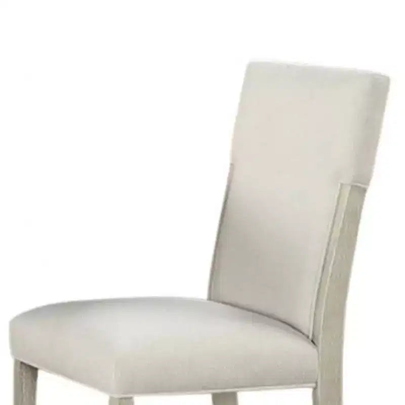 Royal Hampton Side Dining Chair Set of 2, Natural Brown Solid Wood, Soft White Fabric