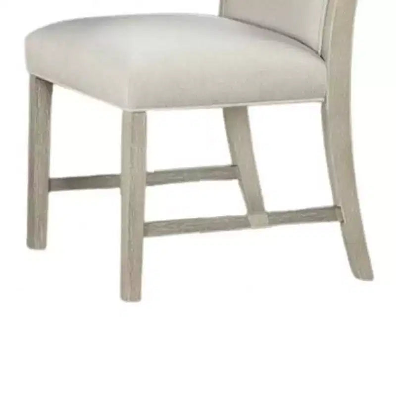 Royal Hampton Side Dining Chair Set of 2, Natural Brown Solid Wood, Soft White Fabric